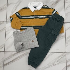 Baby GAP Toddler 4T Striped Polo with coordinating Forest Green Cargo Sweatpants